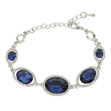 FASHIONABLE MIRRORED HALO OVAL STRETCH BRACELET SLBY8991