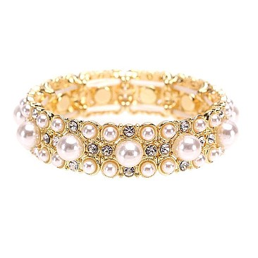 PEARL CASTING RHINESTONE STRETCH BRACELET