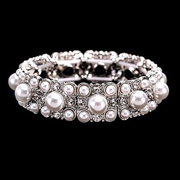 PEARL CASTING RHINESTONE STRETCH BRACELET