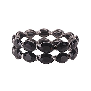 FASHIONABLE OVAL CASTING STONE STRETCH BRACELET SLBY9855
