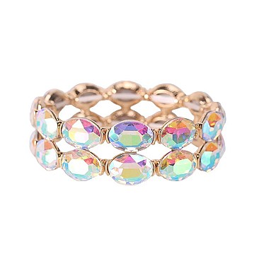 FASHIONABLE OVAL CASTING STONE STRETCH BRACELET SLBY9855
