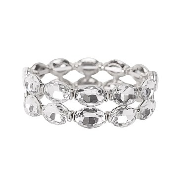 FASHIONABLE OVAL CASTING STONE STRETCH BRACELET SLBY9855