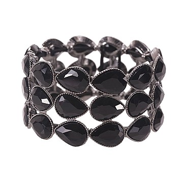 TRENDY 3 LINE DROP STONE STRETCH BRACELET