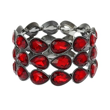 TRENDY 3 LINE DROP STONE STRETCH BRACELET