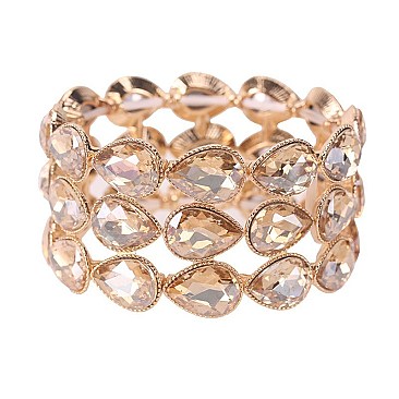 TRENDY 3 LINE DROP STONE STRETCH BRACELET