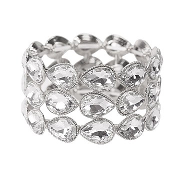 TRENDY 3 LINE DROP STONE STRETCH BRACELET