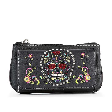 Colorful Sugar Skull Petite Crossbody Sling