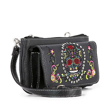 Colorful Sugar Skull Petite Crossbody Sling