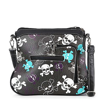 Decorative Sugar Skull Crossbody Sling