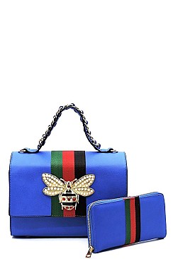 Fashionable Queen Bee Stripe 2-in-1 Boxy Satchel