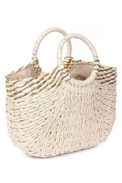 WOVEN TOTE STRAW HANDBAG