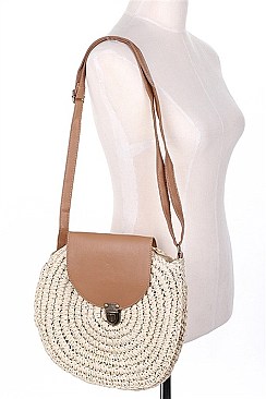 WOVEN STRAW SHOULDER BAG