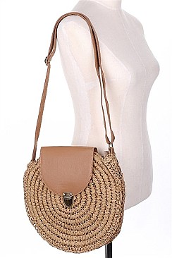 WOVEN STRAW SHOULDER BAG