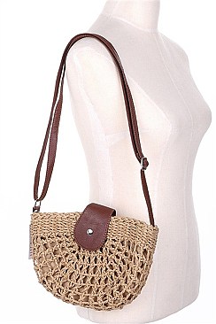WOVEN STRAW SHOULDER BAG
