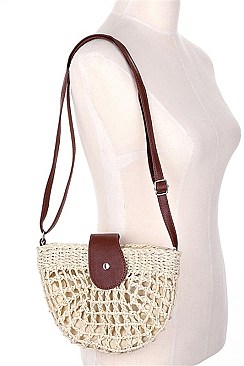 WOVEN STRAW SHOULDER BAG