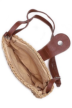 WOVEN STRAW SHOULDER BAG