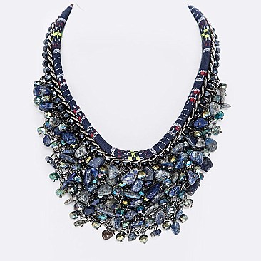 Beads & Nuggets Layered Fashion Necklace LA-184118Z