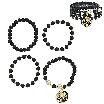 4 Stretch Matte Bracelet with Charm