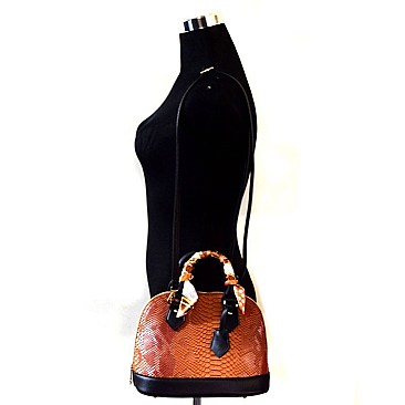 Quality Scarf Wrap Handle Snake Print Small Satchel