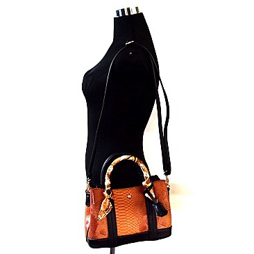 Scarf Wrap Handle Dual Compartment Small Tote