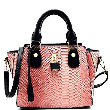 Snake Print Embossed Small Wing Satchel Mini Bag