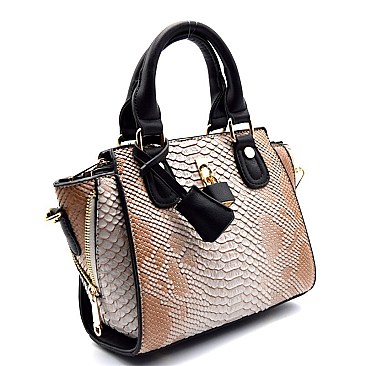 Snake Print Embossed Small Wing Satchel Mini Bag