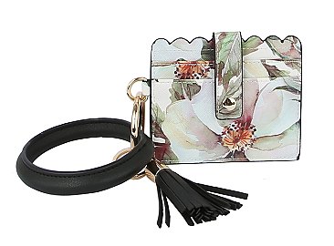 Flower Print Ring Handcuff Card Holder Wallet