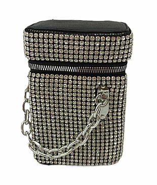 SPARKLING CHAIN LINK RHINESTONE CROSSBODY BAG