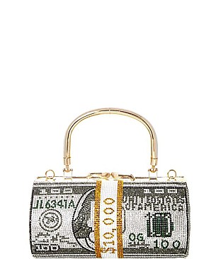 Round Stack Of Hundred Dollars Clutch Evening Bag (MEDIUM 7")
