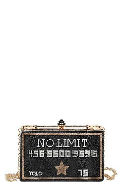 YOLO - NO LIMIT CREDIT Rhinestone Clutch