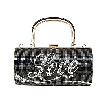 RHINESTONE  ICONIC "LOVE" Print Cylinder Clutch