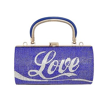 RHINESTONE  ICONIC "LOVE" Print Cylinder Clutch