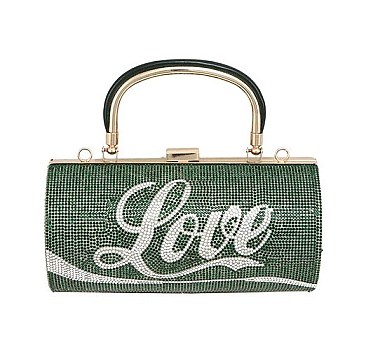 RHINESTONE  ICONIC "LOVE" Print Cylinder Clutch