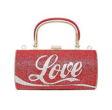 RHINESTONE  ICONIC "LOVE" Print Cylinder Clutch