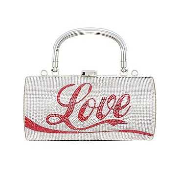 RHINESTONE  ICONIC "LOVE" Print Cylinder Clutch