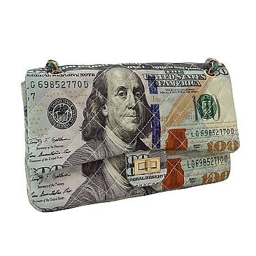 OVERSIZE  Hundred Dollar Bill Print Cross Body Shoulder HANDBAG