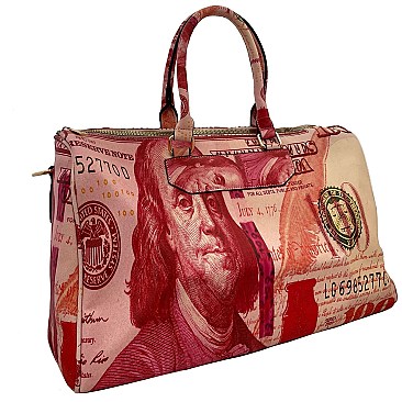 OVERSIZE  Hundred Dollar Bill Print Duffle Bag