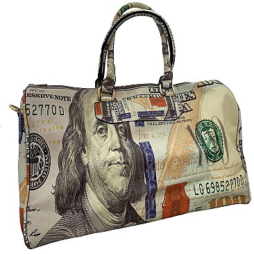 OVERSIZE  Hundred Dollar Bill Print Duffle Bag