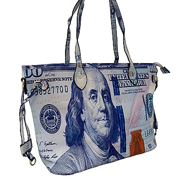 OVERSIZE Big Hundred Dollar Bill Print Tote Bag