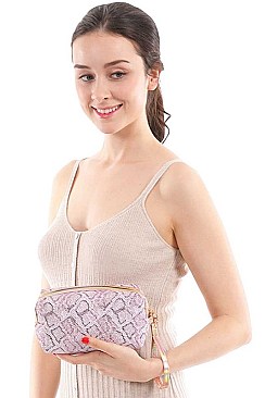 LIGHT GLITTER PYTHON COSMETIC POUCH BAG