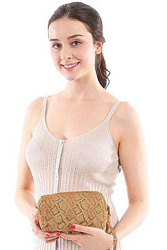 LIGHT GLITTER PYTHON COSMETIC POUCH BAG