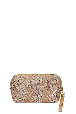 LIGHT GLITTER PYTHON COSMETIC POUCH BAG