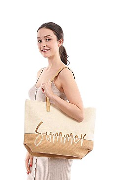 TWO TONE LETTERING SUMMER BEACH TOTE BAG