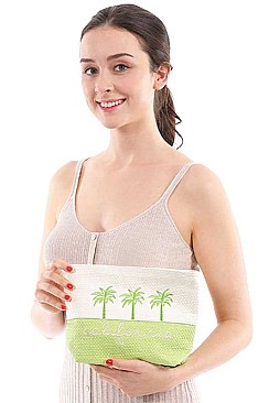 TWO TONE LETTERING CALIFORNIA POUCH BAG