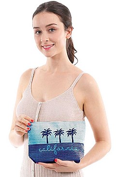 TWO TONE LETTERING CALIFORNIA POUCH BAG