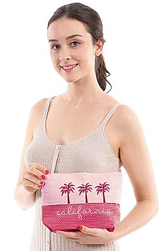 TWO TONE LETTERING CALIFORNIA POUCH BAG