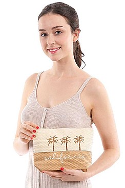TWO TONE LETTERING CALIFORNIA POUCH BAG