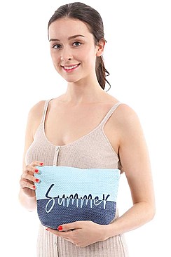 TWO TONE LETTERING SUMMER POUCH BAG