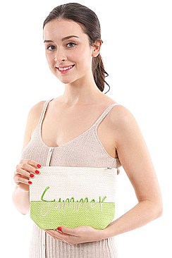 TWO TONE LETTERING SUMMER POUCH BAG