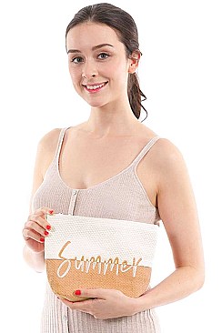 TWO TONE LETTERING SUMMER POUCH BAG